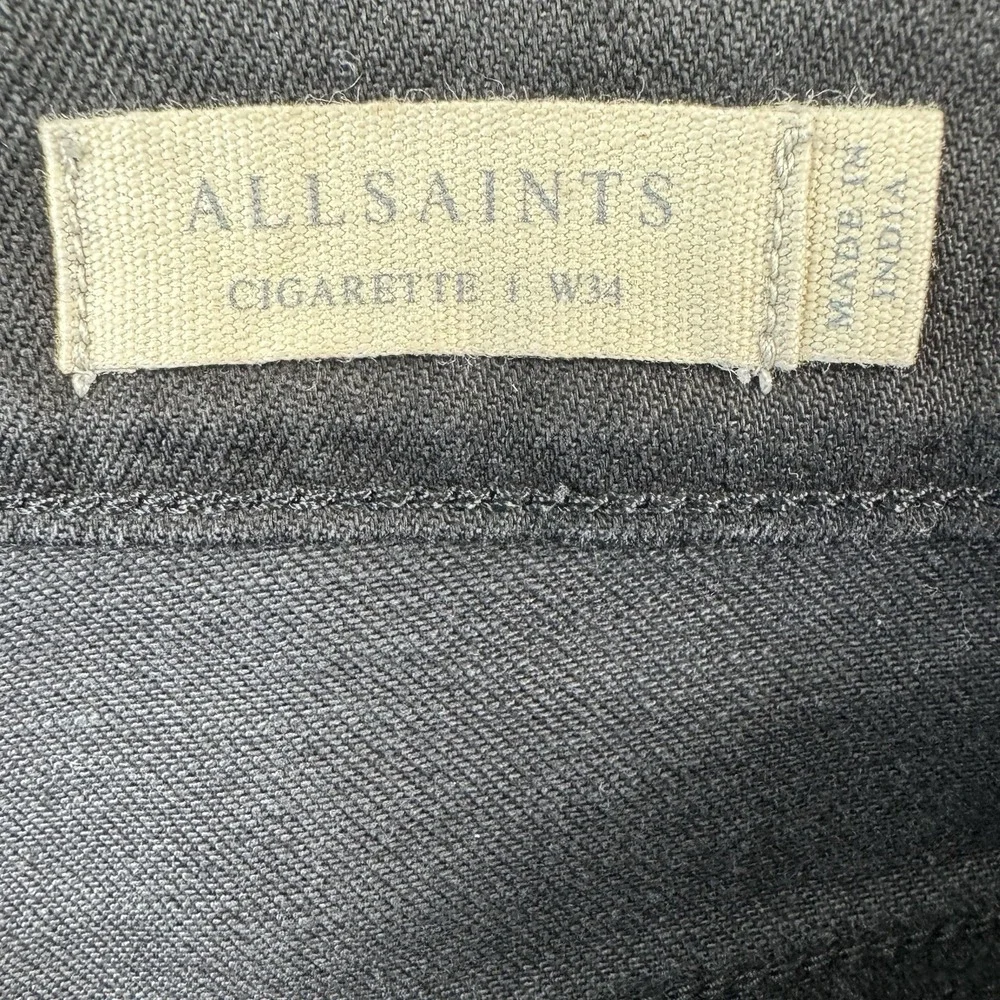 Allsaints Cigarette 1 Black Denim Button Fly Mens Jeans Size 34X32
